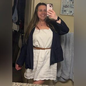 Abercrombie & Fitch Premium Linen Scalloped Mini Dress